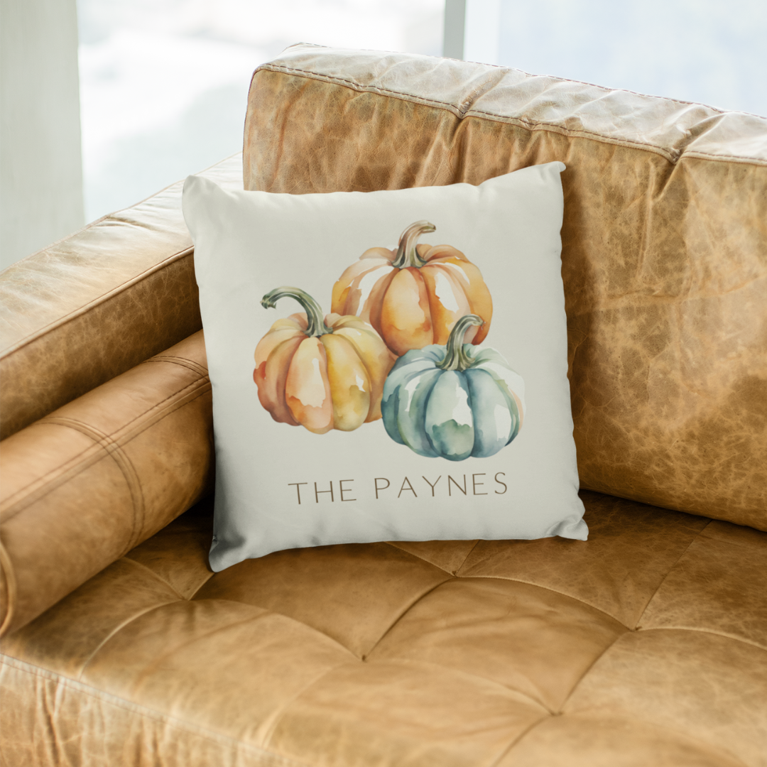 Personalized Pumpkin Trio Pillow Cover