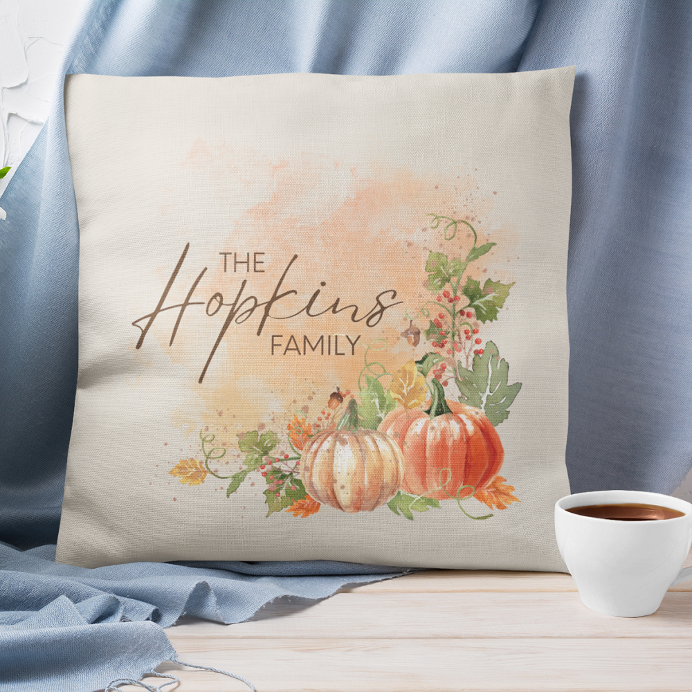 Personalized Pumpkins and Berries Pillow Cover