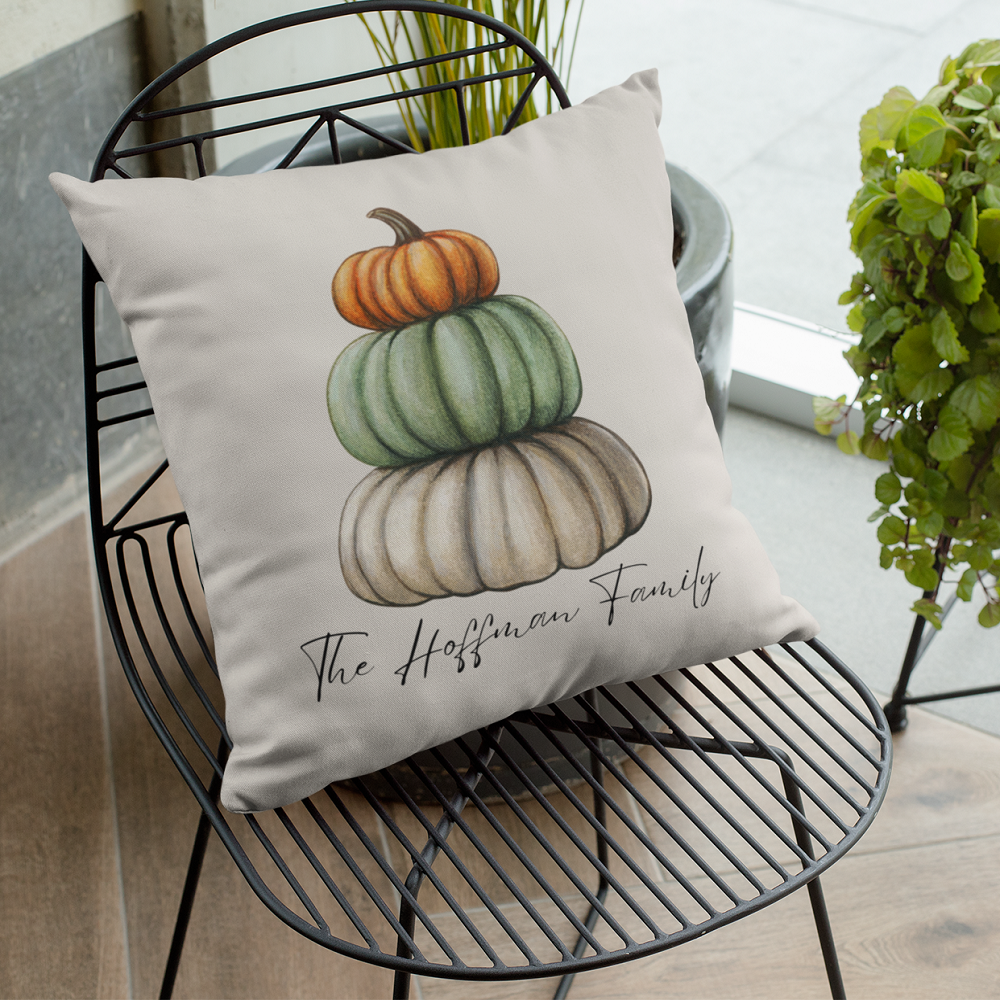 Personalized Stacked Pumpkins Pillow Cover