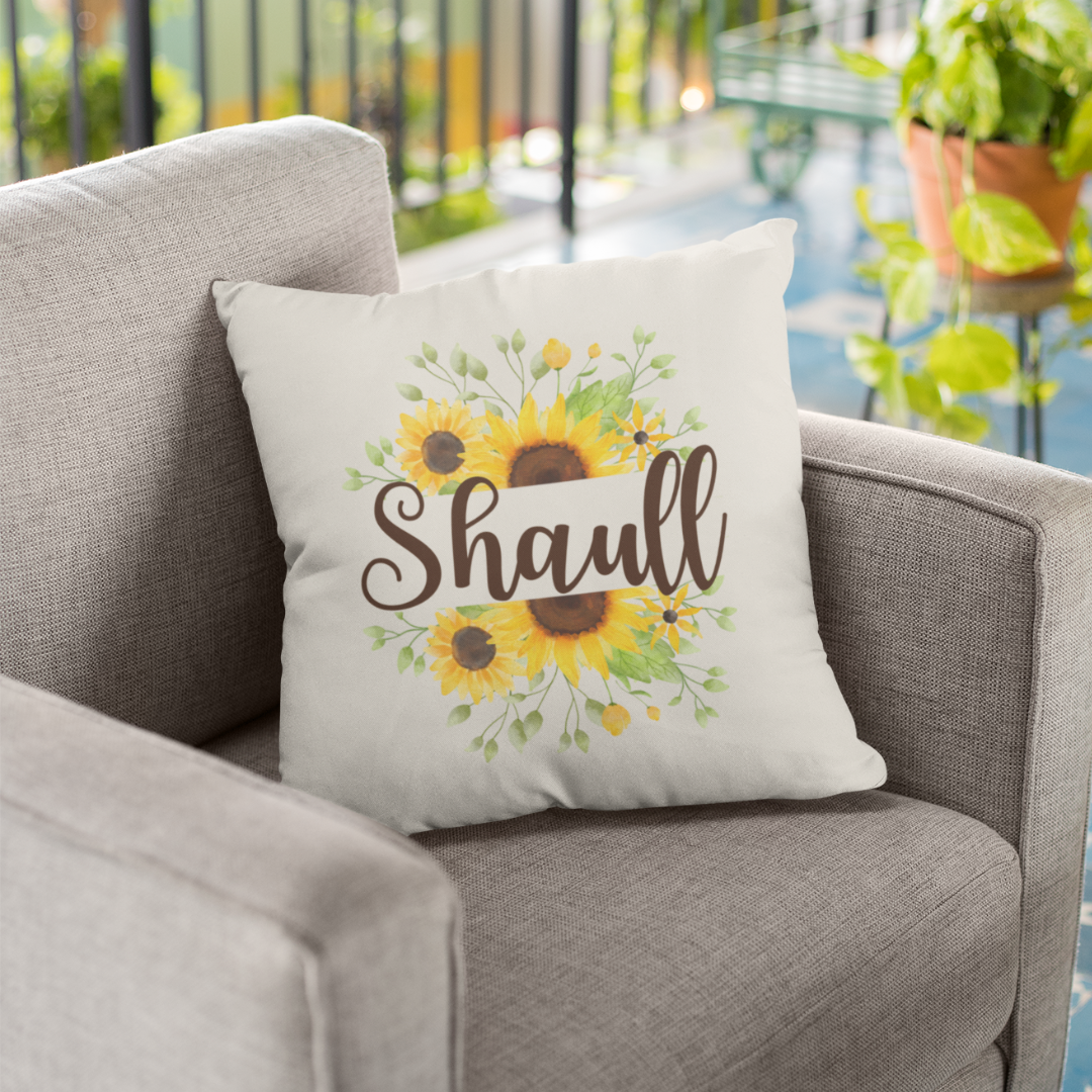 Personalized Sunflower Bouquet Pillow Cover