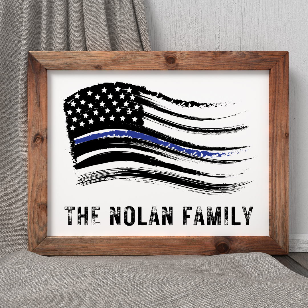 8 1/2 x 11 Personalized Thin Blue Line Print