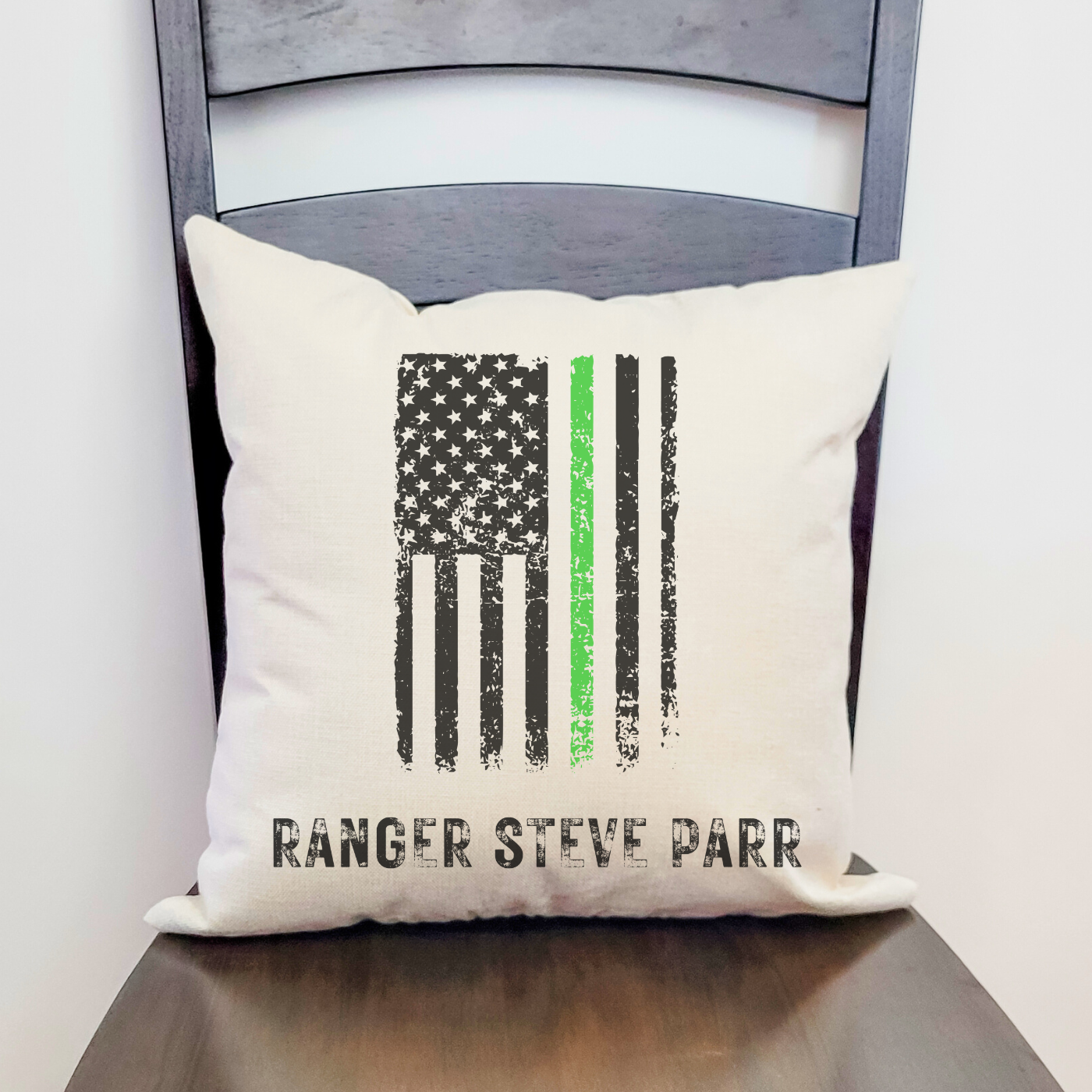 Personalized Thin Green Line Pillow Cover