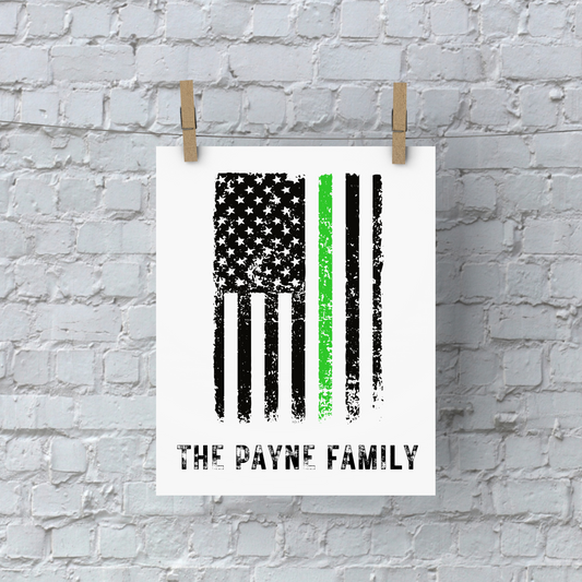 8 1/2 x 11 Personalized Thin Green Line Print