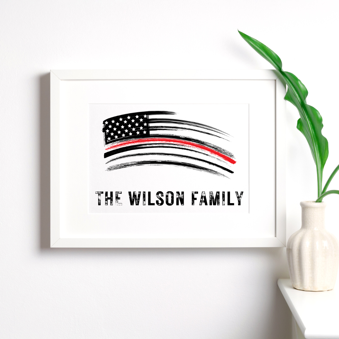 8 1/2 x 11 Personalized Thin Red Line Print