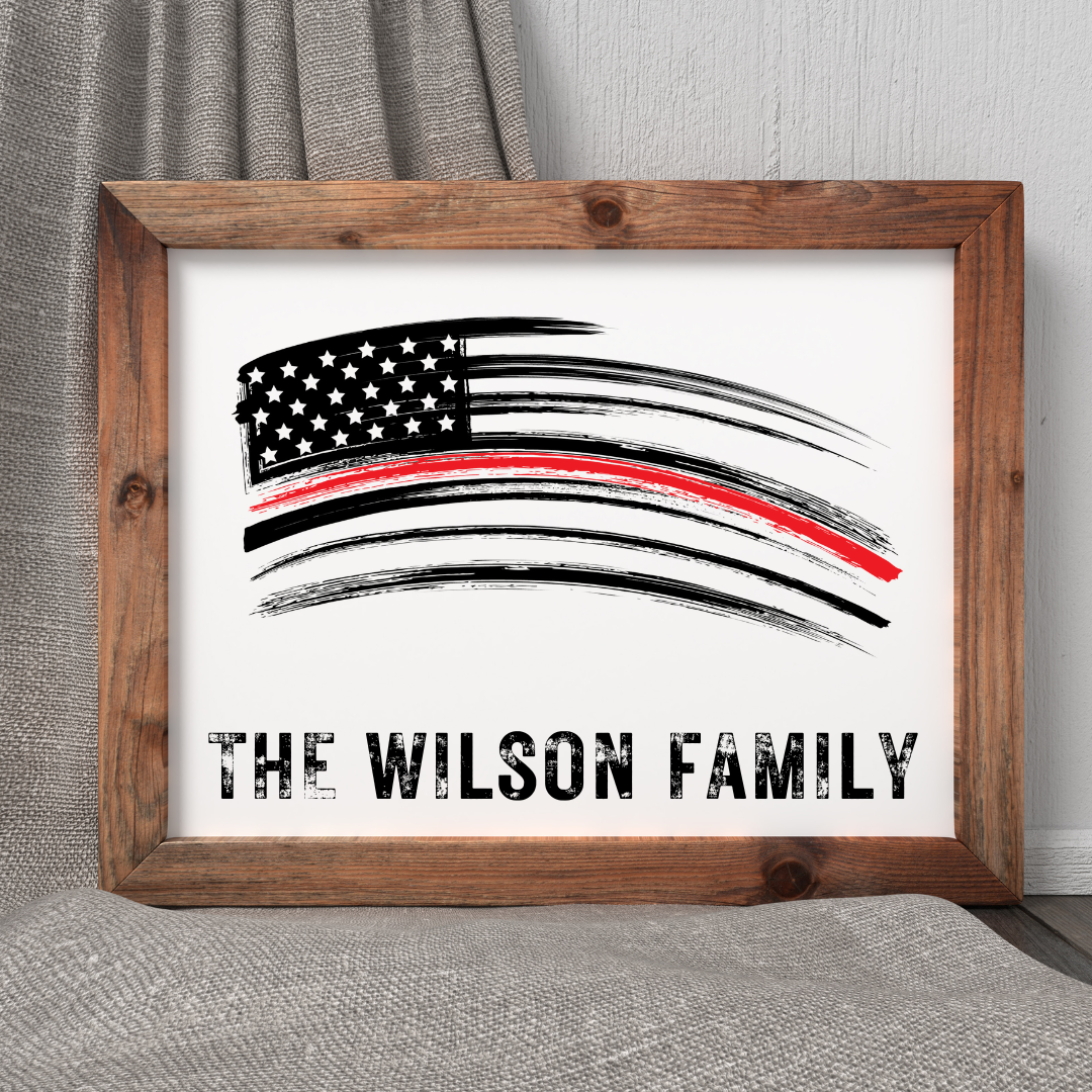 8 1/2 x 11 Personalized Thin Red Line Print