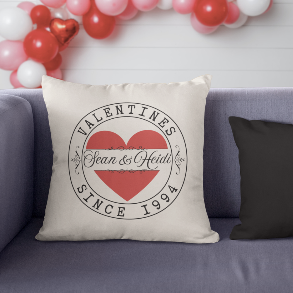 Personalized Valentines Since Pillow Cover