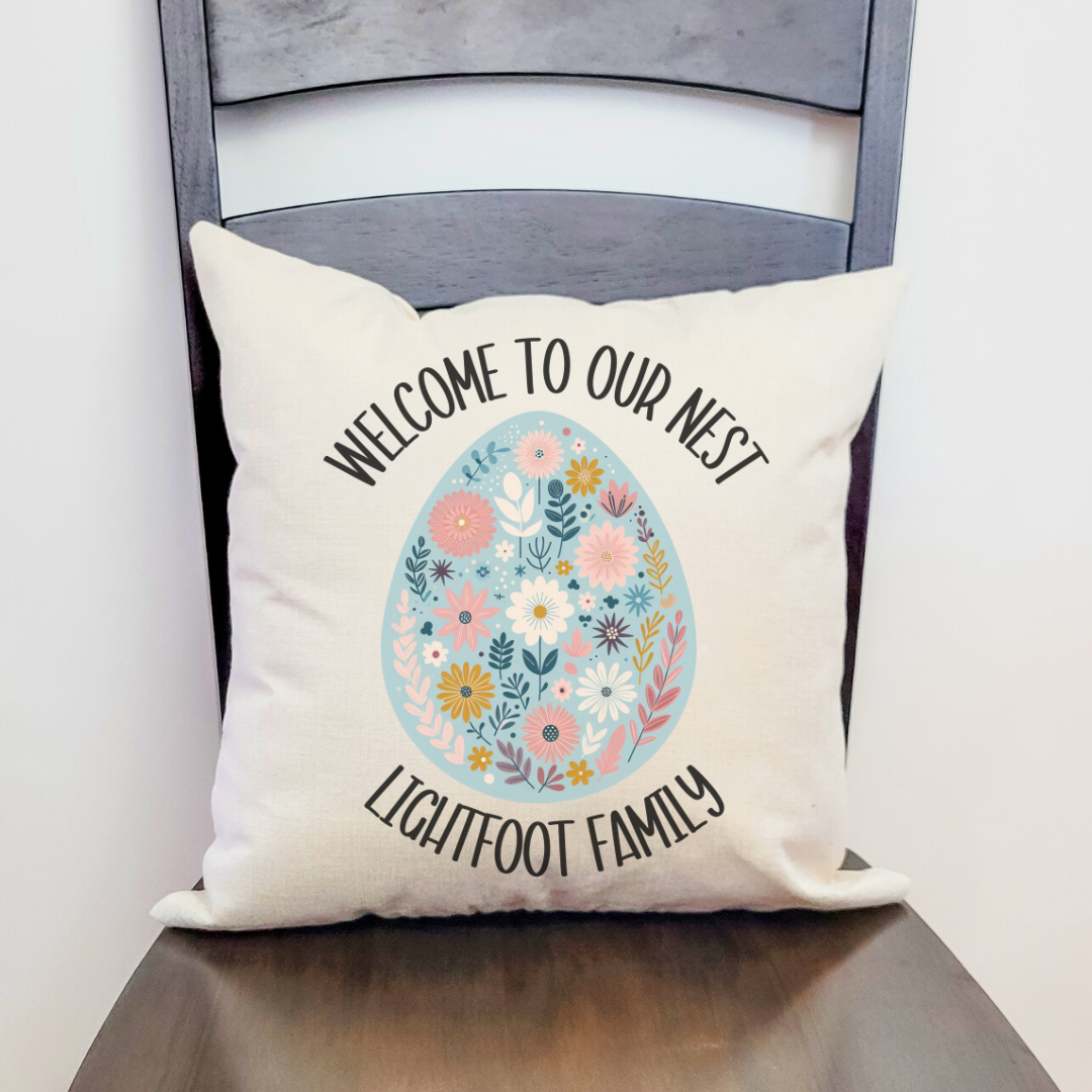 Personalized Welcome to Our Nest Pillow Cover
