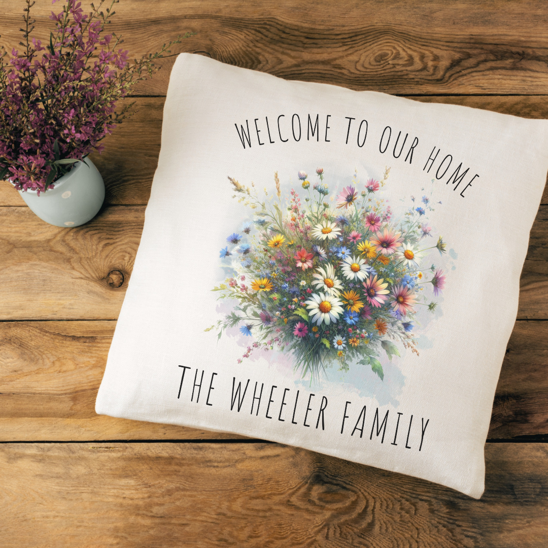 Personalized Wildflowers Pillow Cover