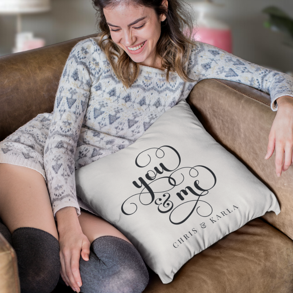 Personalized You and Me Script Pillow Cover