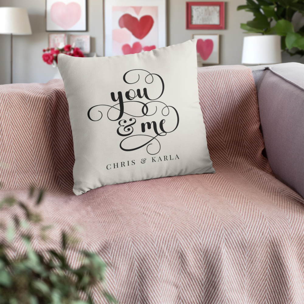 Personalized You and Me Script Pillow Cover