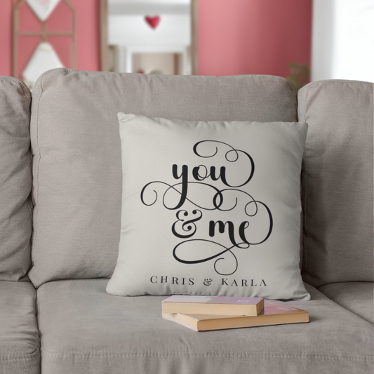 Personalized You and Me Script Pillow Cover