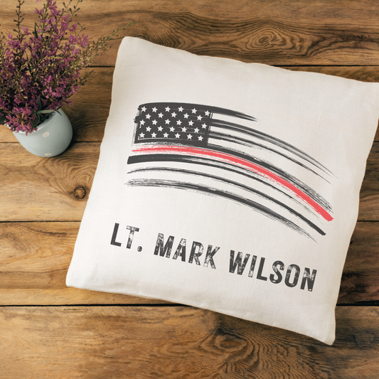 Personalized Thin Red Line Pillow Cover