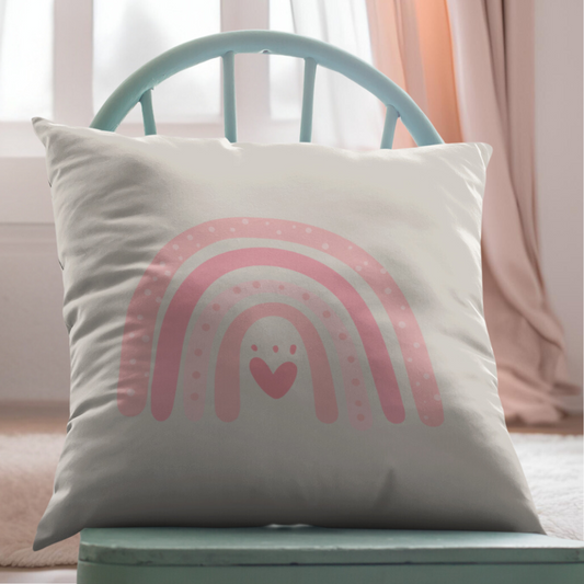 Pink Boho Rainbow Pillow Cover