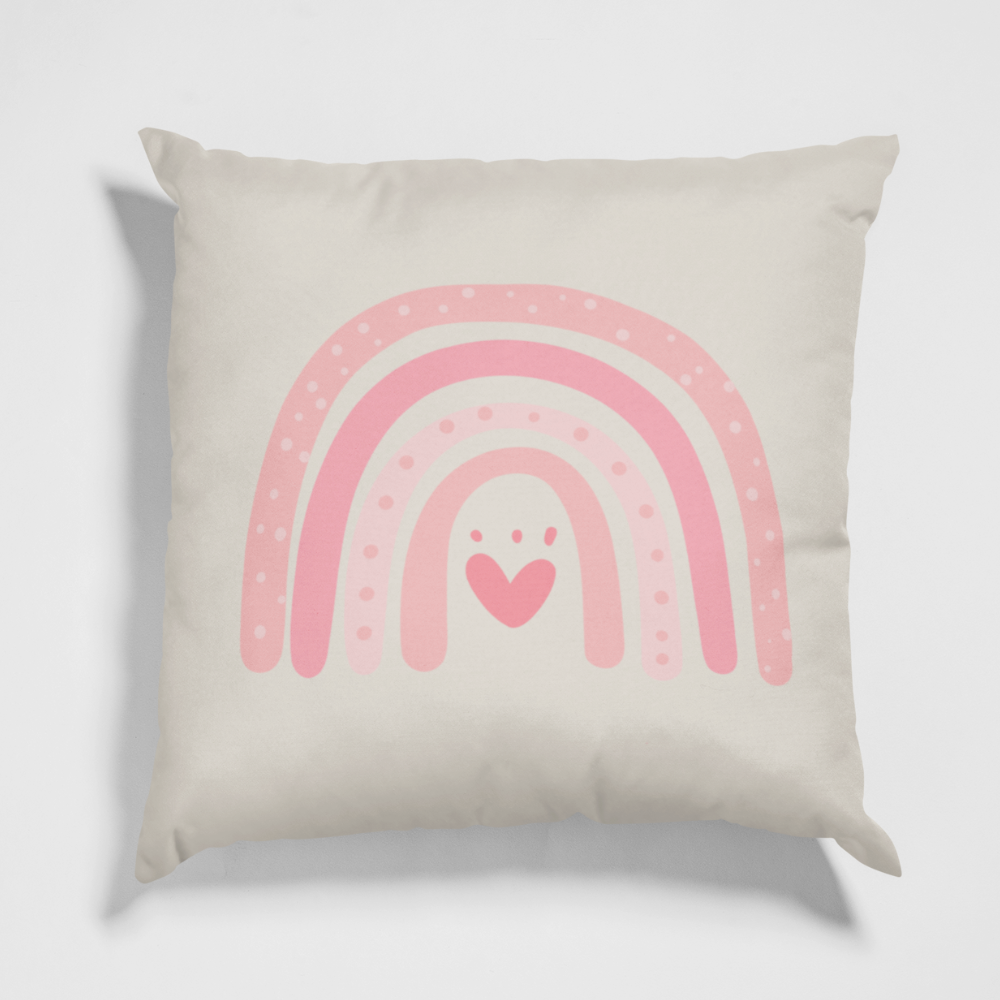 Pink Boho Rainbow Pillow Cover