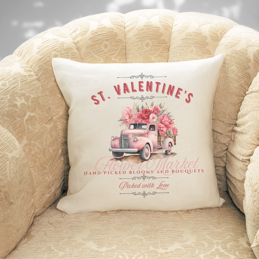 St. Valentine Flower Market Pillow Cover