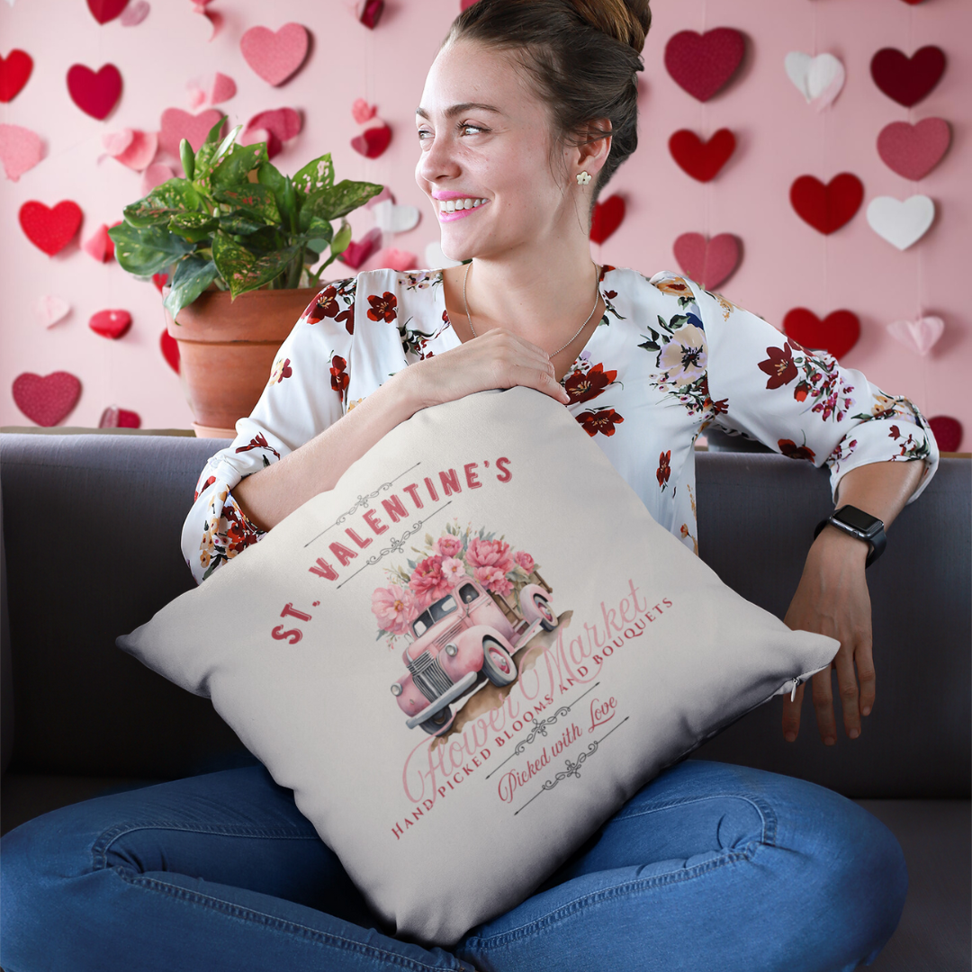 St. Valentine Flower Market Pillow Cover