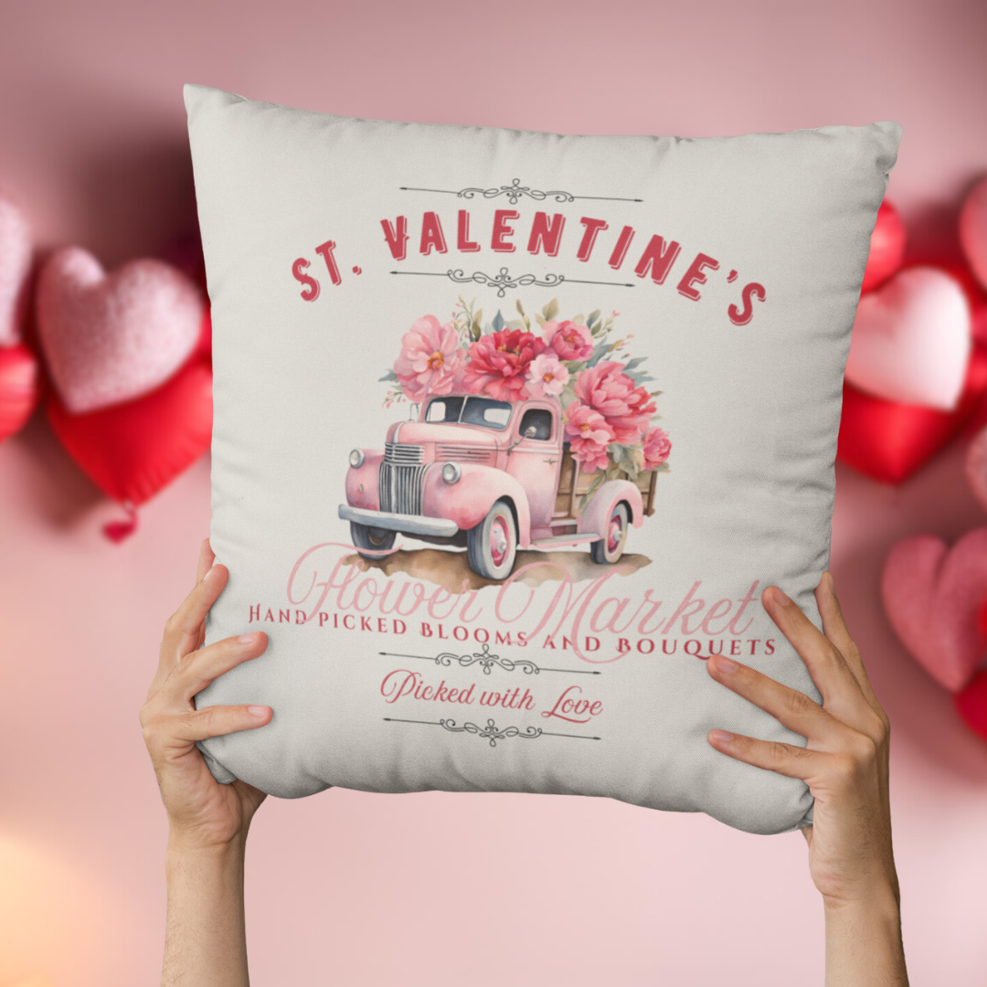 St. Valentine Flower Market Pillow Cover