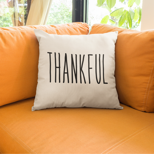 Thankful Text Pillow Cover