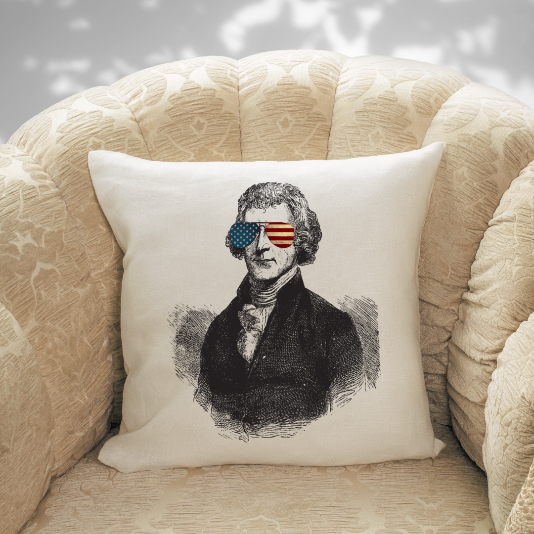 Thomas Jefferson Sunglasses Pillow Cover
