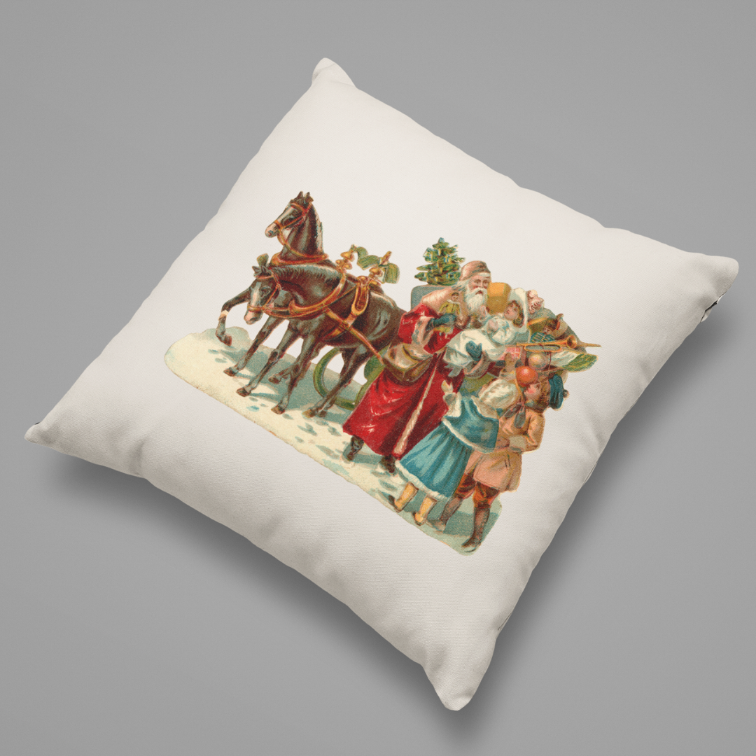 Vintage Father Christmas Pillow Cover