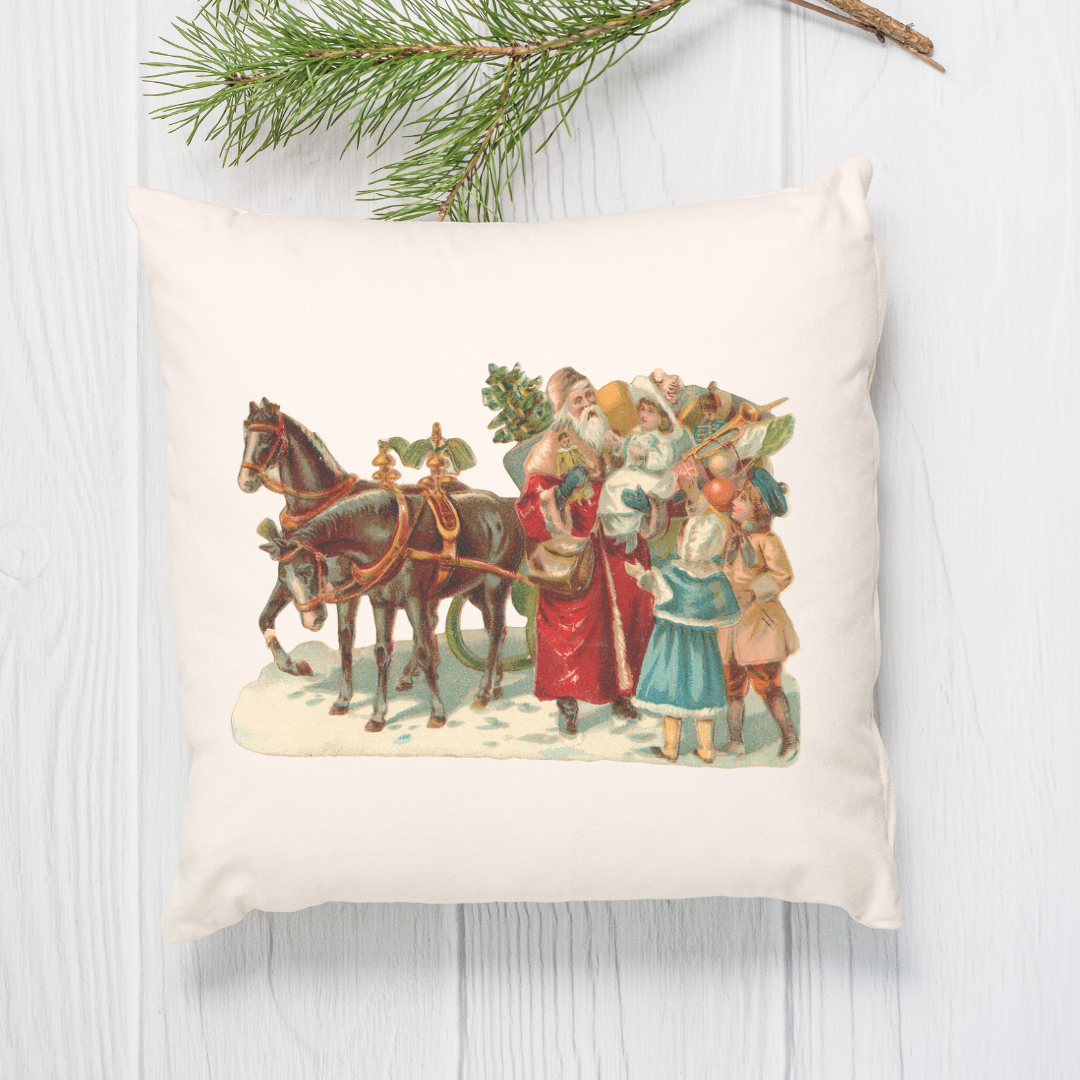 Vintage Father Christmas Pillow Cover