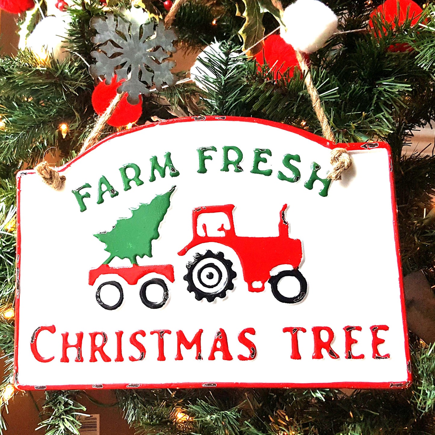 "Farm Fresh" Enamel Christmas Sign