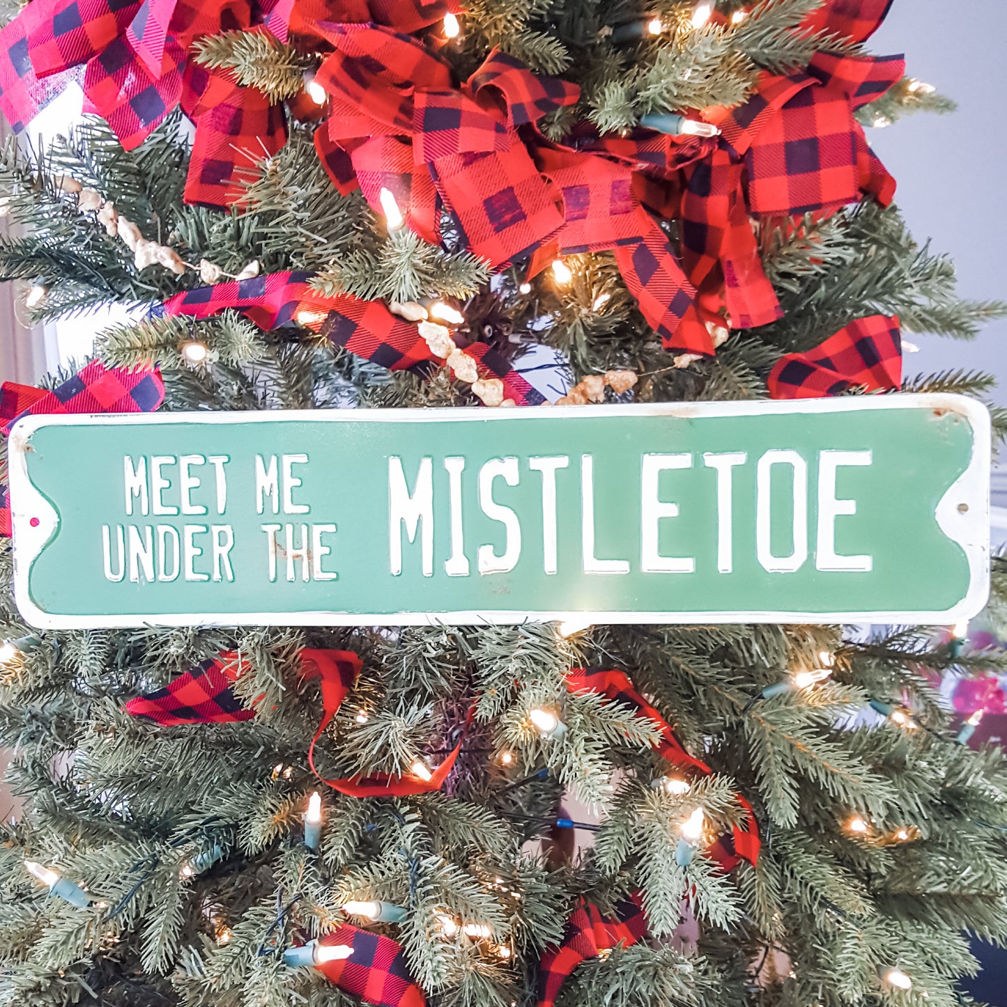 "Meet Me Under the Mistletoe" Street Sign