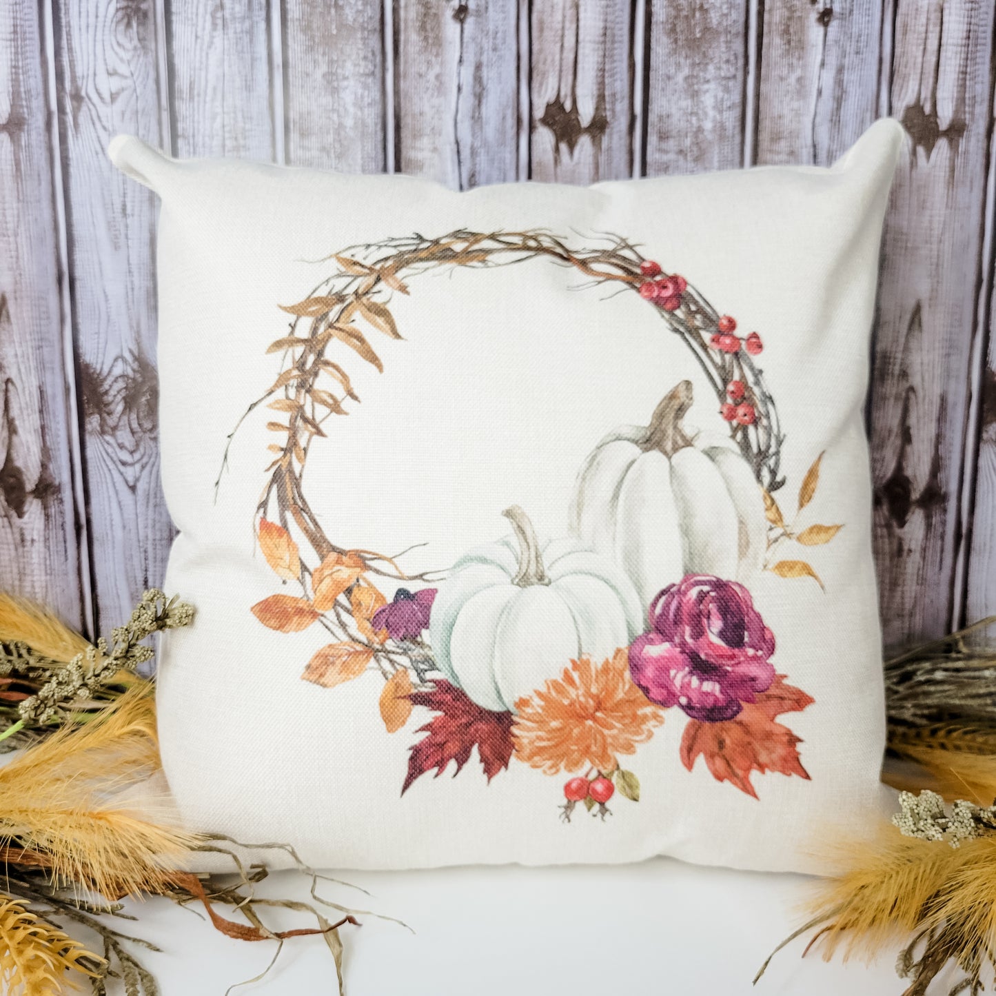 Pumpkin Wreath Pillow Cover