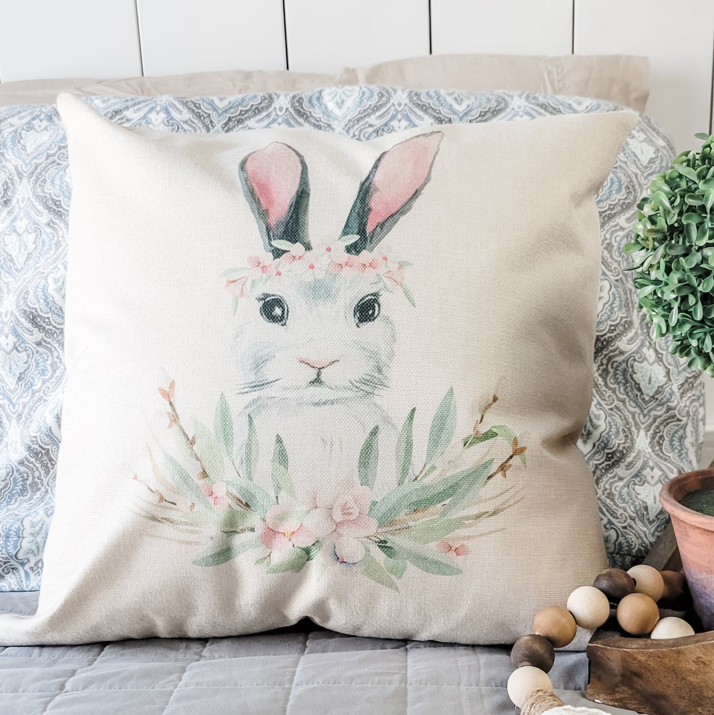 Bunny Crown Pillow Cover