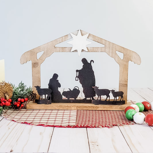 Wood and Metal Nativity