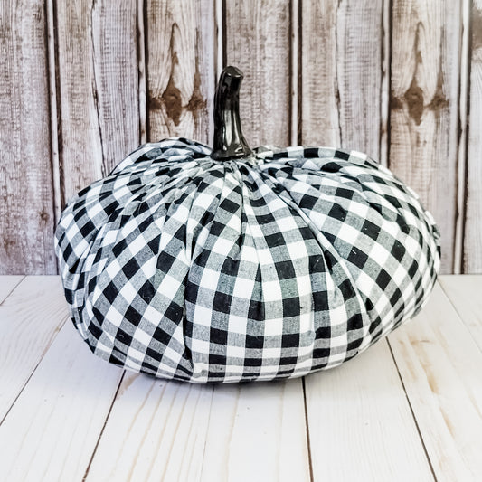 Black/White Plaid Pumpkin Large