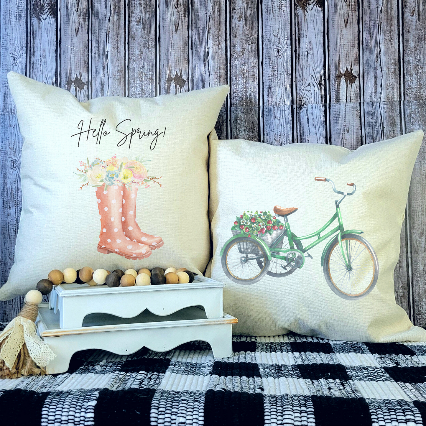 Hello Spring Boots Pillow Cover
