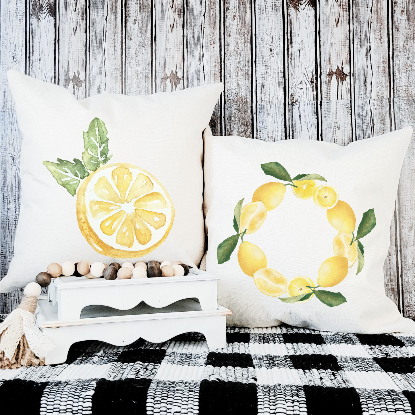 Lemon Wreath Pillow Cover