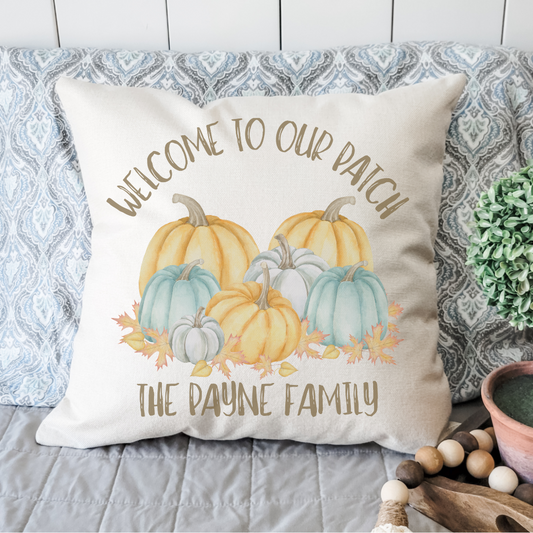 Welcome to Our Patch Personalized Pillow Cover
