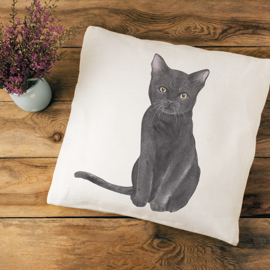 Black Cat Pillow Cover