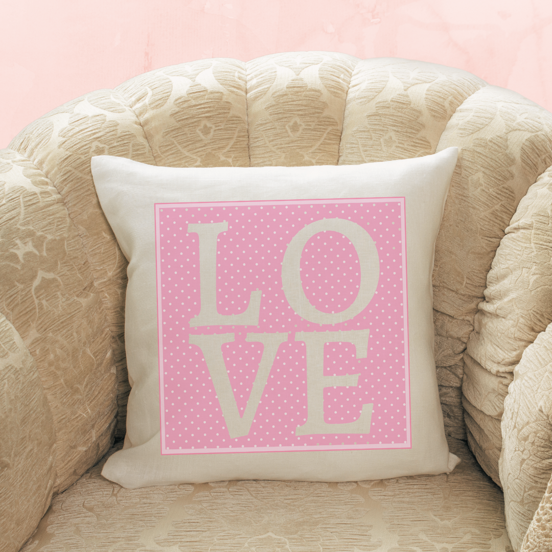 Block Love Pillow Cover