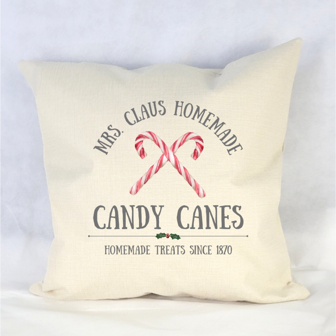 Mrs. Claus Candy Canes Pillow Cover