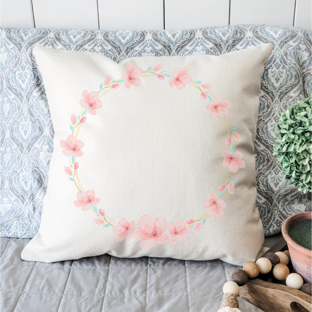 Cherry Blossom Wreath Pillow Cover