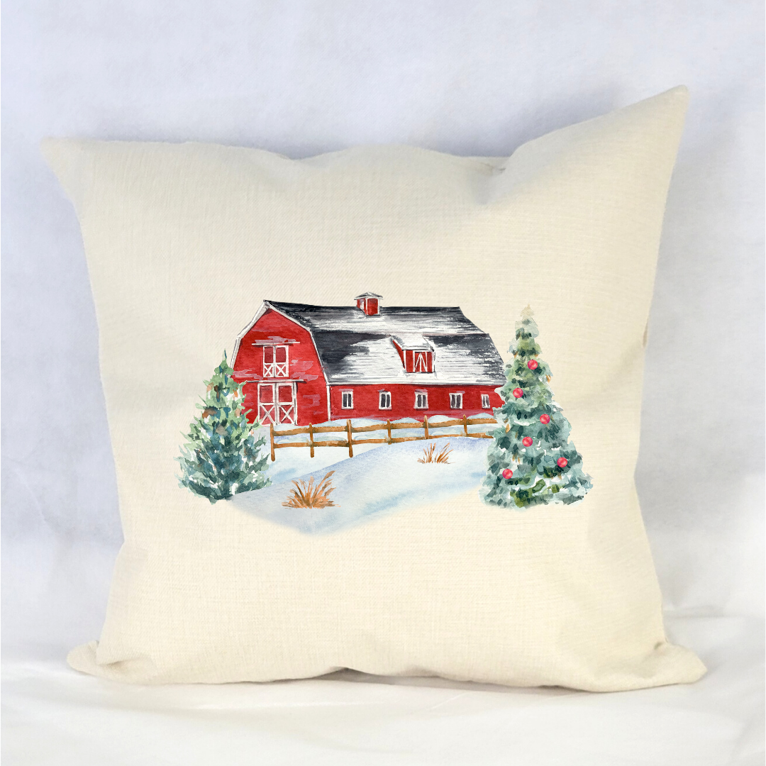 Christmas Barn Pillow Cover