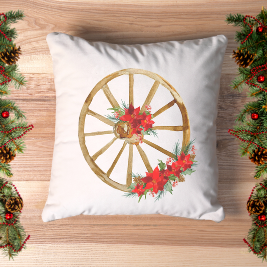 Christmas Floral Wheel Pillow Cover