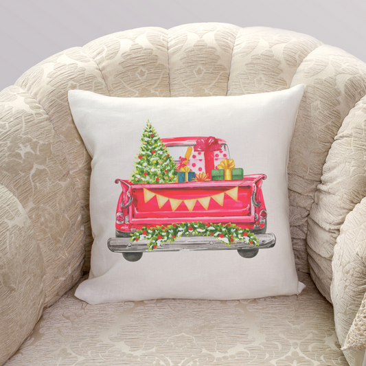 Christmas Truck Tailgate Pillow Cover