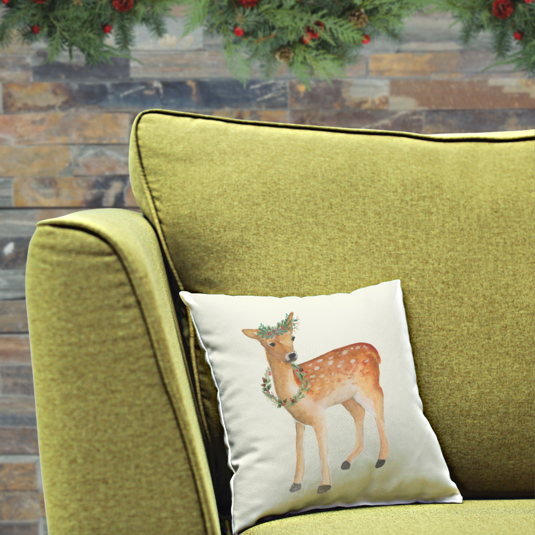 Deer Wreath Pillow Cover
