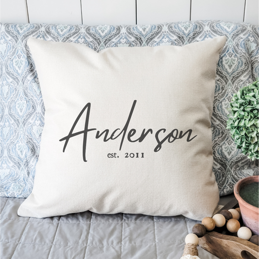 Personalized Family Established Pillow Cover