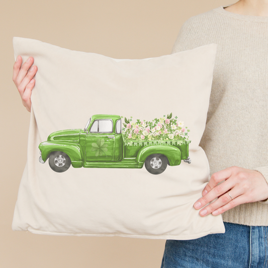 Green Clover Truck Pillow Cover