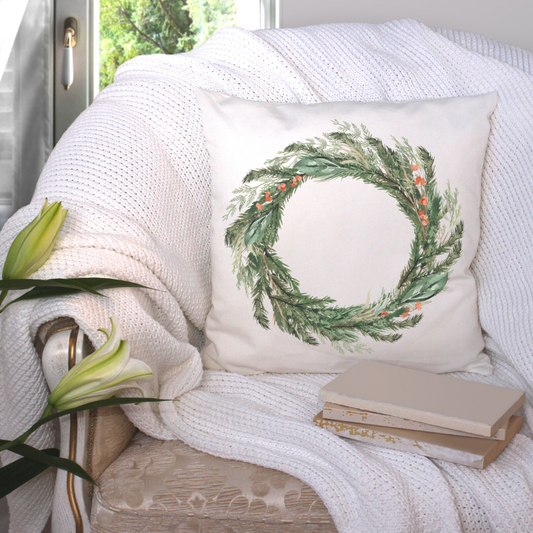 Green Wreath Pillow Cover