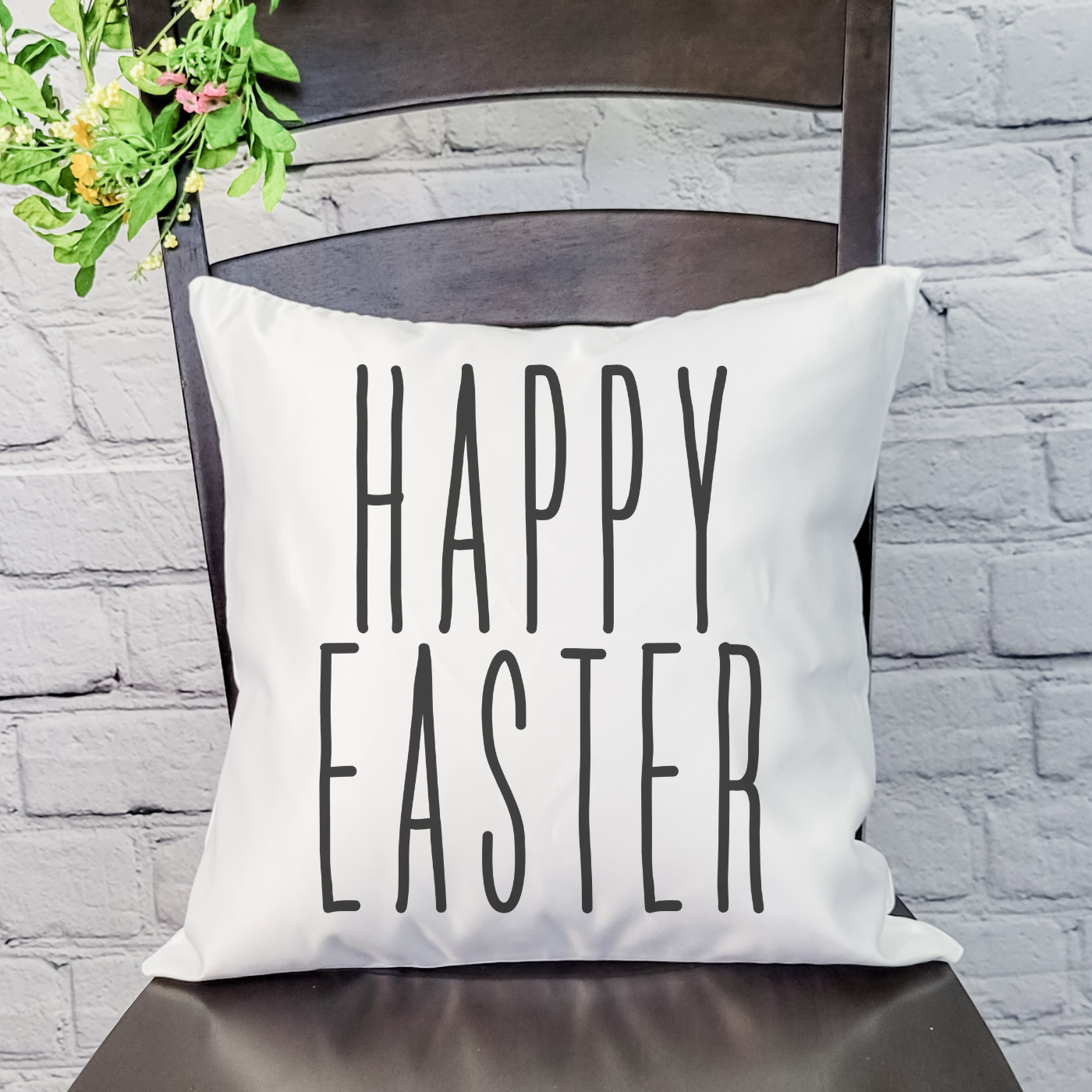 Happy Easter Text Tall Pillow Cover