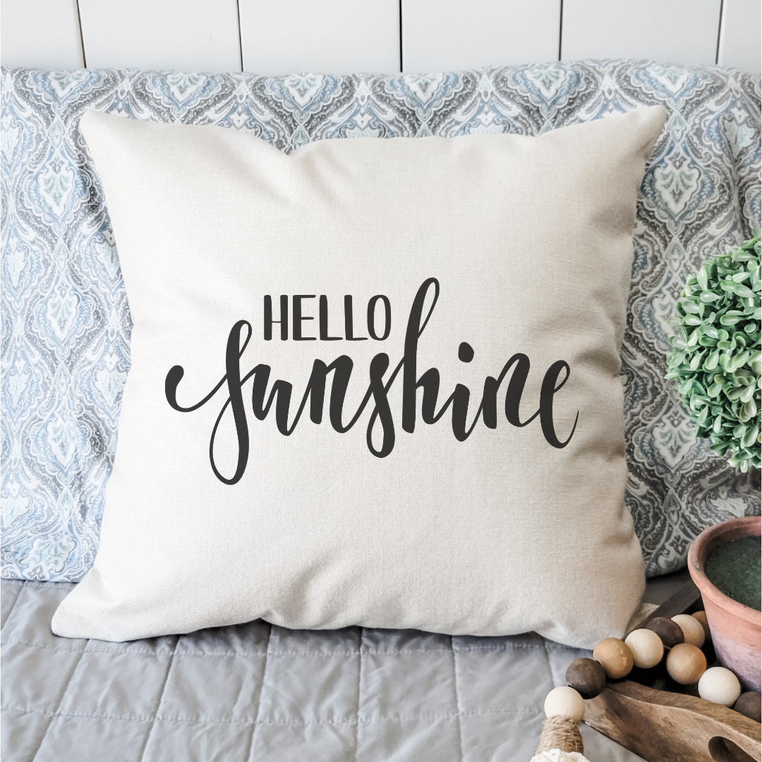 Hello Sunshine Text Pillow Cover