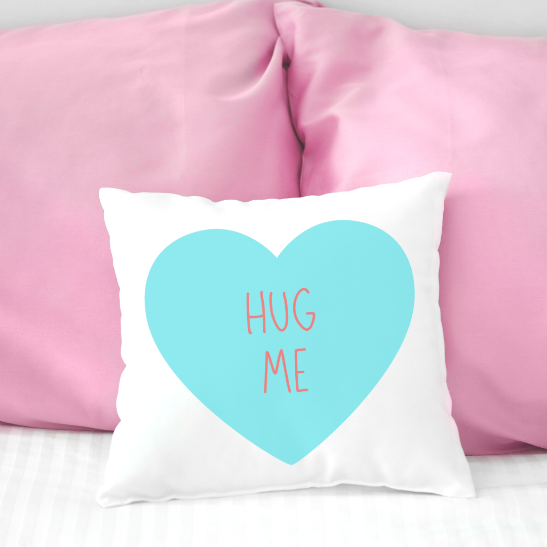 Candy Heart Hug Me Pillow Cover (various colors)