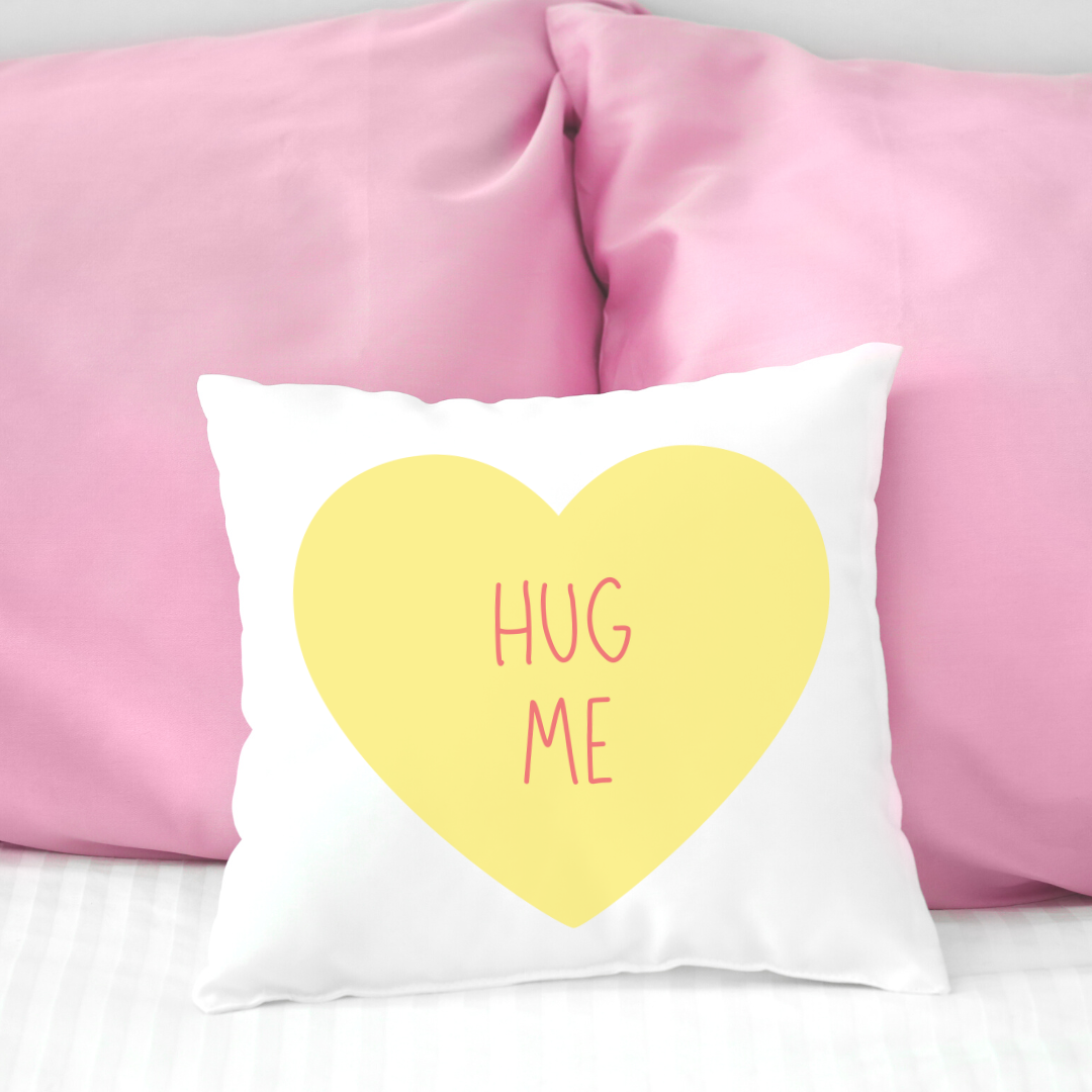 Candy Heart Hug Me Pillow Cover (various colors)