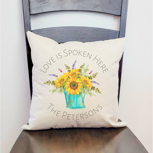 Personalized Love is Spoken Here Pillow Cover